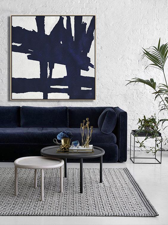 Navy Blue Minimalist Painting #NV302A - Click Image to Close
